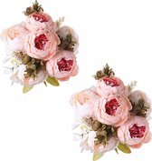 BoeKet -Tivuly Kunstmatige Peony boeketten, 13 bloemhoofden, realistische zijden pioenrozen, vintage bloemen voor thuis bruiloft kantoor feestdecoratie, bloemenarrangement, centred