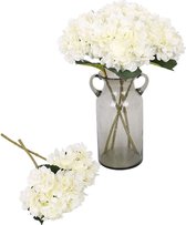 BoeKet -Kisflower Kunstmatige Hydrangea Silk Realistische Hydrangea Bloem Boeket voor Bruiloft Office Home (vaas niet inbegrepen) 6 stuks wit - (WK 02122)