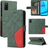 Voor OPPO A52/A72/A92 Dual-color Splicing Horizontale Flip PU Lederen Case met Houder & Kaartsleuven & Portemonnee (Groen)