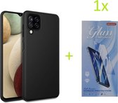 Samsung Galaxy A42 TPU Silicone rubberen hoesje + 1 stuk Tempered screenprotector - zwart