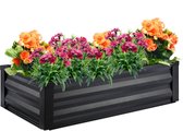 Relaxdays moestuinbak metaal - kruidenbak met doek - plantenbak buiten - kweekbak staal