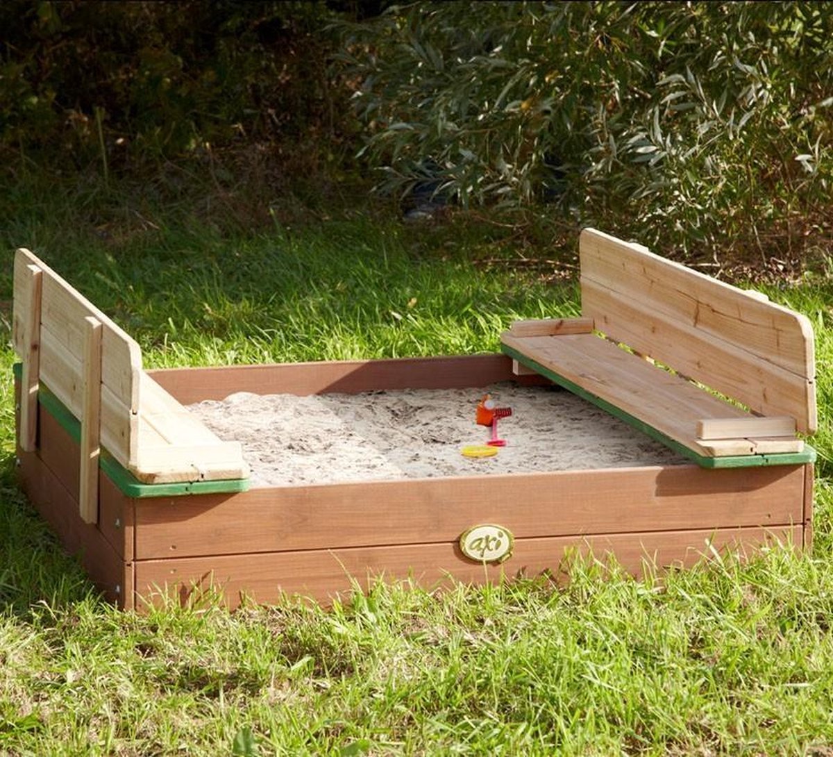 AXI Ella Houten Zandbak in Bruin/Groen - Met Zitbankjes en Deksel - FSC hout - 100x95x20cm - Zandbak voor kinderen — afbeelding 3