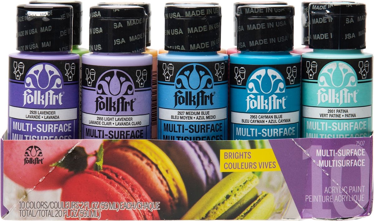FolkArt verf set - Multi surface 10 colors Brights