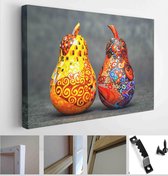 The pears are made of wood and painted colors manually. single-piece art - Modern Art Canvas - Horizontal - 373243078 - 50*40 Horizontal