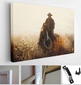 Itsallcanvas - Schilderij - Western Cowboy Portrait Art Horizontal Horizontal - Multicolor - 30 X 40 Cm