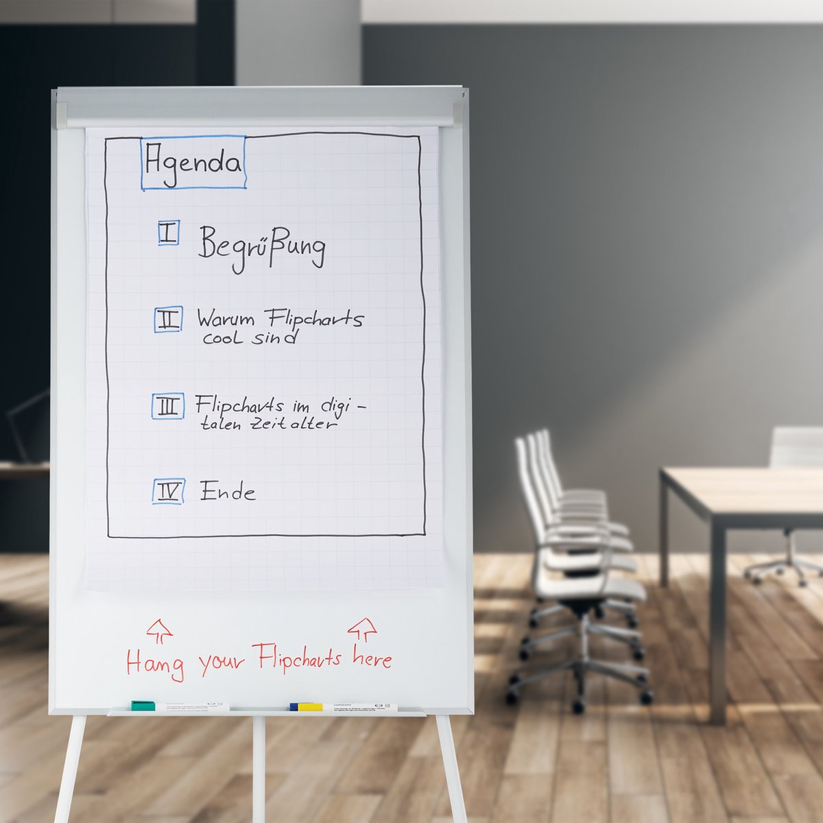 flipover whiteboard - magnetisch - 90 x 60 cm - verstelbaar - schrijfbord - op 3 poten thumbnail 2