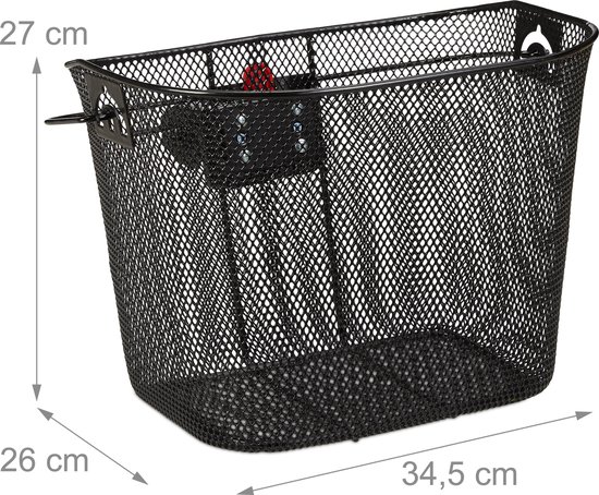 fietsmand voorop - afneembaar - met kliksysteem - 27 x 34,5 x 26 cm - metaal van TOM — afbeelding 2
