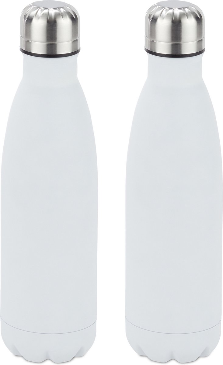 2 x Thermosfles - drinkfles - thermosbeker isolerend - isoleerfles - 0,5 l wit – foto 2