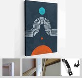 Peach Valley at Sunset. Set of Abstract Black Hand Painted Illustrations for Postcard, Social Media Banner, Brochure Cover Design or Wall Decoration Background - Modern Art Canvas