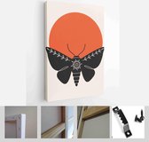 Abstract poster collection with mehendi hand, animals and insects: elephant, moth. Set of contemporary scandinavian art print templates - Modern Art Canvas - Vertical - 1806642484 - 115*75 Ve