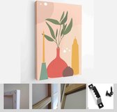 Set of backgrounds for social media platform, instagram stories, banner with abstract shapes,still life, peony, vases and woman shape - Modern Art Canvas - Vertical - 1727902054 - 80*60 Verti