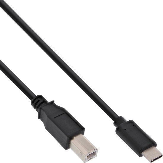 USB-C naar USB-B kabel - USB2.0 - tot 1A / zwart - 5 meter