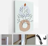 Modern Abstract Art Botanical Wall Art. Boho. Minimal Art Flower on Geometric Shapes Background. Painting Wall Pictures Home Room Decor - Modern Art Canvas - Vertical - 1952272897