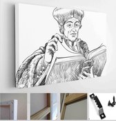 Itsallcanvas - Schilderij - Desiderius Erasmus (-) Portrait In Line Art Illustration Art Horizontal Horizontal - Multicolor - 30 X 40 Cm