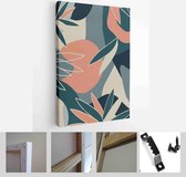Teal and Peach Abstract Botanical Organic Art Illustration. Set of soft color painting wall art for house decoration - Modern Art Canvas - Vertical - 1963826755 - 80*60 Vertical
