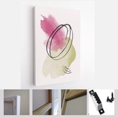 Teal and Peach Abstract Watercolor Compositions. Set of soft color painting wall art for house decoration or invitations - Modern Art Canvas - Vertical - 1965185275 - 80*60 Vertical