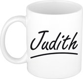 Judith naam cadeau mok / beker sierlijke letters - Cadeau collega/ moederdag/ verjaardag of persoonlijke voornaam mok werknemers