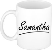 Samantha naam cadeau mok / beker sierlijke letters - Cadeau collega/ moederdag/ verjaardag of persoonlijke voornaam mok werknemers