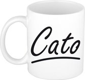 Cato naam cadeau mok / beker sierlijke letters - Cadeau collega/ moederdag/ verjaardag of persoonlijke voornaam mok werknemers