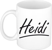 Heidi naam cadeau mok / beker sierlijke letters - Cadeau collega/ moederdag/ verjaardag of persoonlijke voornaam mok werknemers