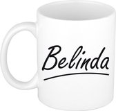 Belinda naam cadeau mok / beker sierlijke letters - Cadeau collega/ moederdag/ verjaardag of persoonlijke voornaam mok werknemers