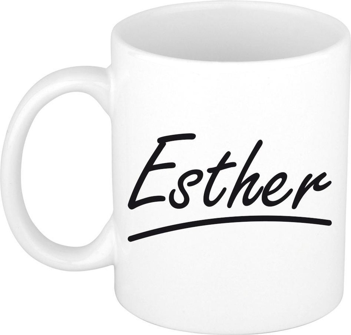 Esther Naam koffiemok - beker - met sierlijke letters - wit - cadeau - collega - moederdag - verjaardag - personeel
