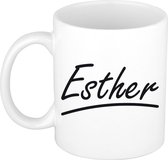 Esther naam cadeau mok / beker sierlijke letters - Cadeau collega/ moederdag/ verjaardag of persoonlijke voornaam mok werknemers