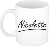 Nicolette naam cadeau mok / beker sierlijke letters - Cadeau collega/ moederdag/ verjaardag of persoonlijke voornaam mok werknemers