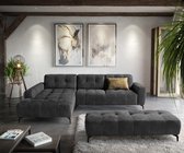 Hoekbank Wilson zwart 295x200 Longchair links met hocker van W. Schillig