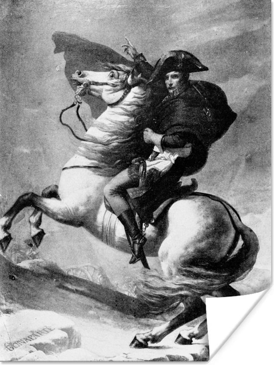 Affiche Illustration de Napol on Bonaparte en noir et blanc sur un