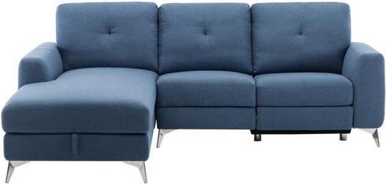Canapé d'angle gauche avec 1 spot de relaxation électrique + valise - Tissu  bleu - L... | bol.com