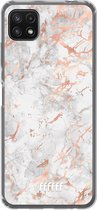 6F hoesje - geschikt voor Samsung Galaxy A22 5G -  Transparant TPU Case - Peachy Marble #ffffff