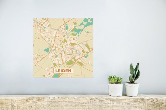 Affiche Carte - Leyde - Vintage - 30x30 cm