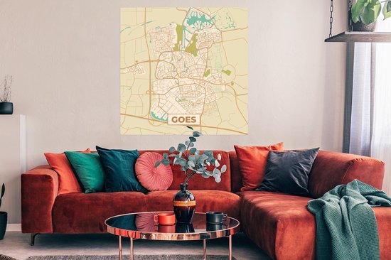 Affiche Carte - Goes - Vintage - 100x100 cm XXL