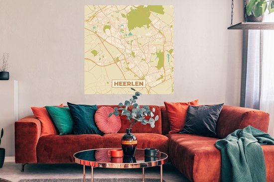Affiche Carte - Heerlen - Vintage - 100x100 cm XXL