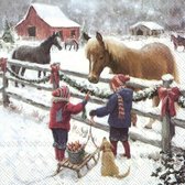 IHR - Winter horse - Papieren lunch servetten