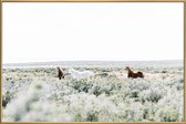 JUNIQE - Poster met kunststof lijst Wild Horses -40x60 /Grijs & Ivoor