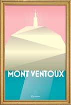 JUNIQE - Poster met houten lijst Mont Ventoux II -20x30 /Turkoois &