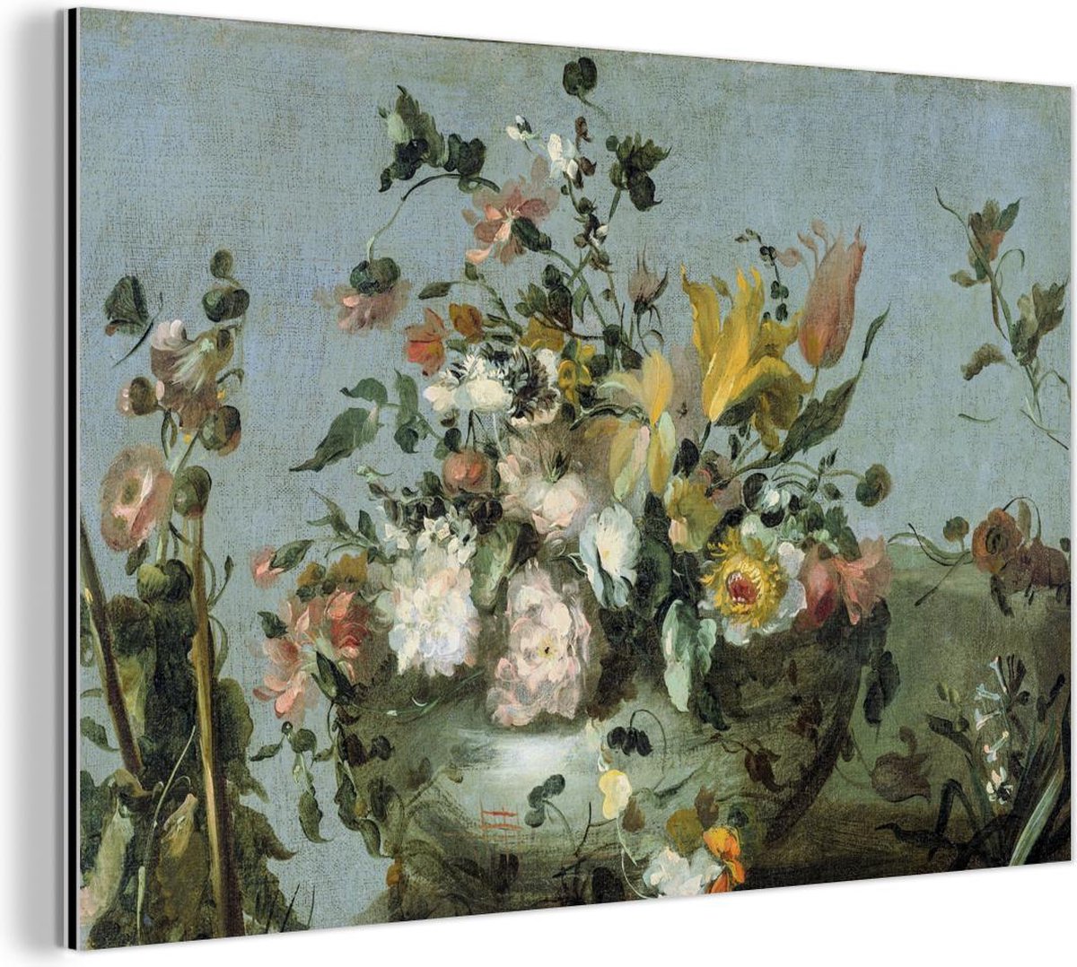 Wanddecoratie Metaal - Aluminium Schilderij Industrieel - Bloemen - Oude Meesters - Olieverf - 150x100 cm - Dibond - Foto op aluminium - Industriële muurdecoratie - Voor de woonkamer/slaapkamer