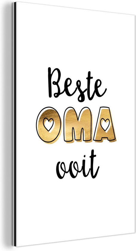 Décoration murale Métal - Peinture Aluminium Industriel - Dictons - Citations - Grand-mère - Meilleure grand-mère de tous les temps - 40x60 cm - Dibond - Photo sur aluminium - Décoration murale industrielle - Pour le salon/chambre