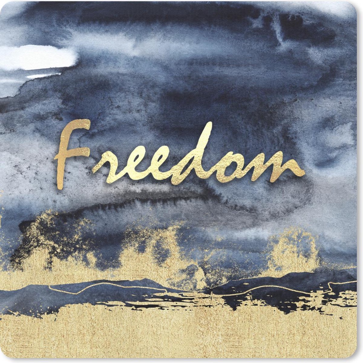 Muismat 20x20 cm - Mousepad Quote - Vrijheid - Goud - Zwart - Muismatten