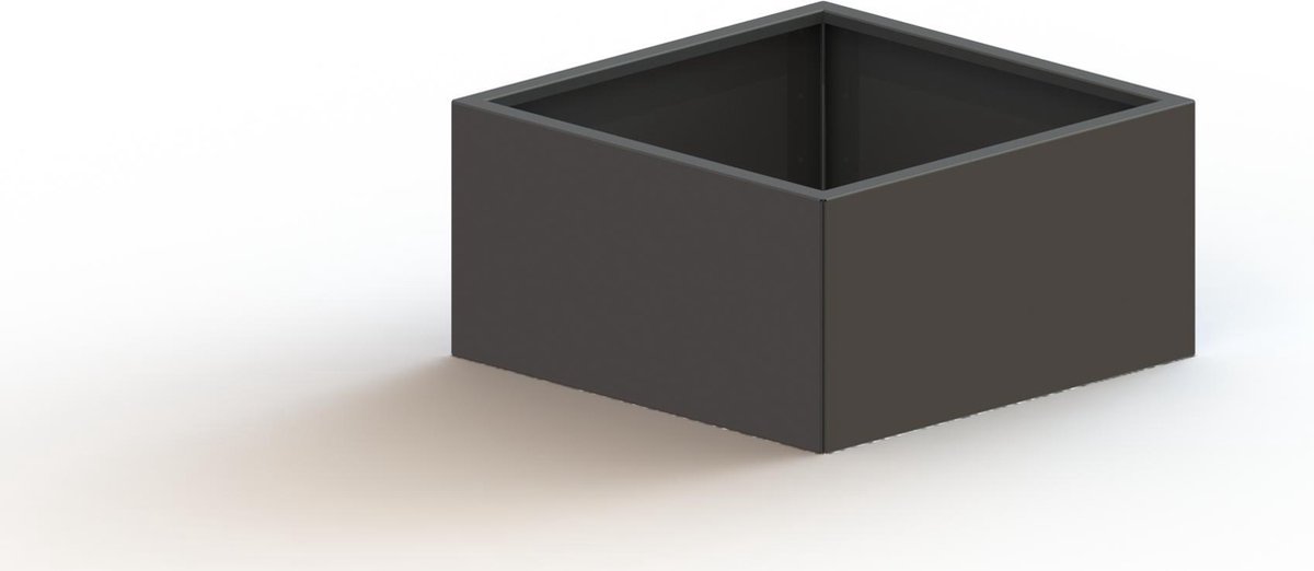 Gepoedercoat staal - plantenbak - Vierkant - 80x80x30cm - Zwart - Met bodem - MySteel