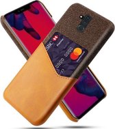 Voor Huawei Mate 20 Lite Doek Textuur PC + PU lederen achterkant Schokbestendig hoesje met kaartsleuf (oranje)