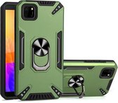 Voor Huawei Y5p PC + TPU-beschermhoes met 360 graden draaibare ringhouder (donkergroen)