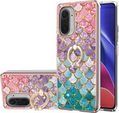 Voor Geschikt voor Xiaomi Mi 11i/Poco F3/Redmi K40/Redmi K40 Pro Galvaniseren Patroon IMD TPU Shockproof Case met Strass Ring Houder (kleurrijke schalen)