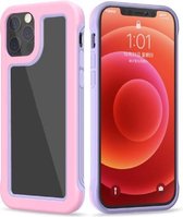 Crystal PC + TPU schokbestendig hoesje voor iPhone 12/12 Pro (kersenroze + paars)