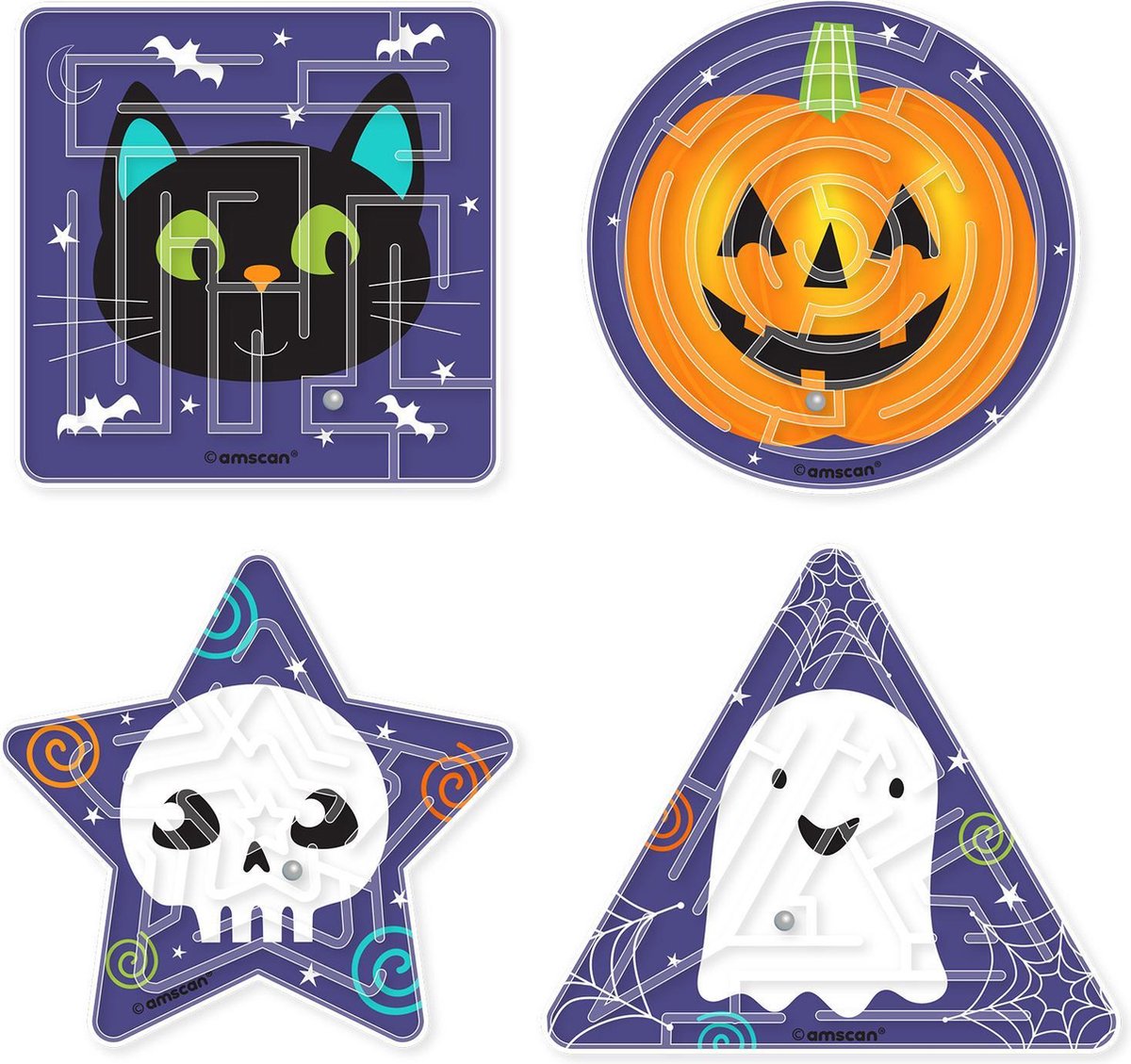 Amscan by Riethmuller - Riethmüller - Puzzel Doolhof Plastic Halloween (4 stuks)