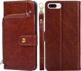 Ritstas PU + TPU Horizontale Flip Leather Case met Houder & Kaartsleuf & Portemonnee & Lanyard Voor iPhone 7 Plus (Bruin)
