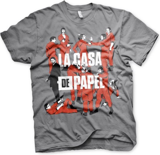 La Casa De Papel Heren Tshirt -L- La Pandilla Grijs