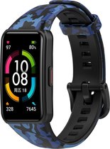 YONO Huawei Band 6 Bandje - Siliconen - Camouflage Blauw